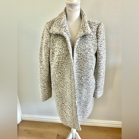 Women's Grey Cream Wool Coat